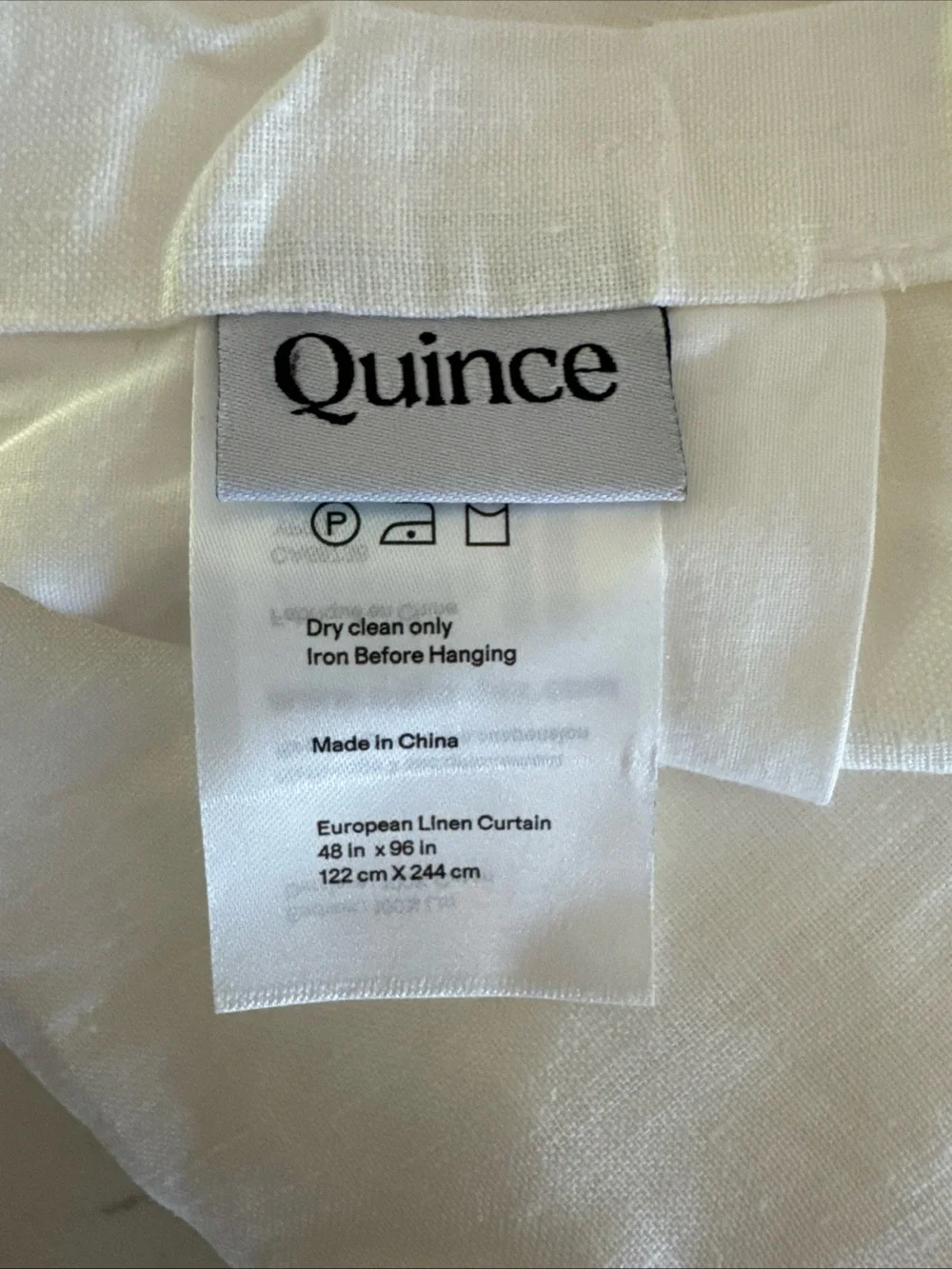 NEW Quince White European Linen Curtain 1 Panel Light Filtering Lined 48 x 96”